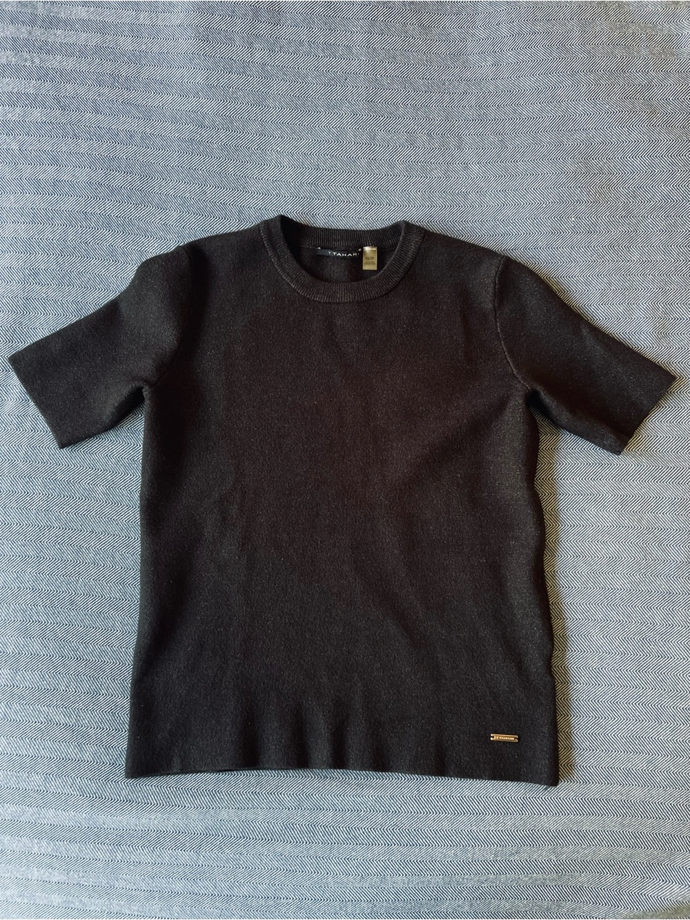 Black Short-Sleeve Dark Academia, Preppy, Classic Chic Sweater, Size X Small